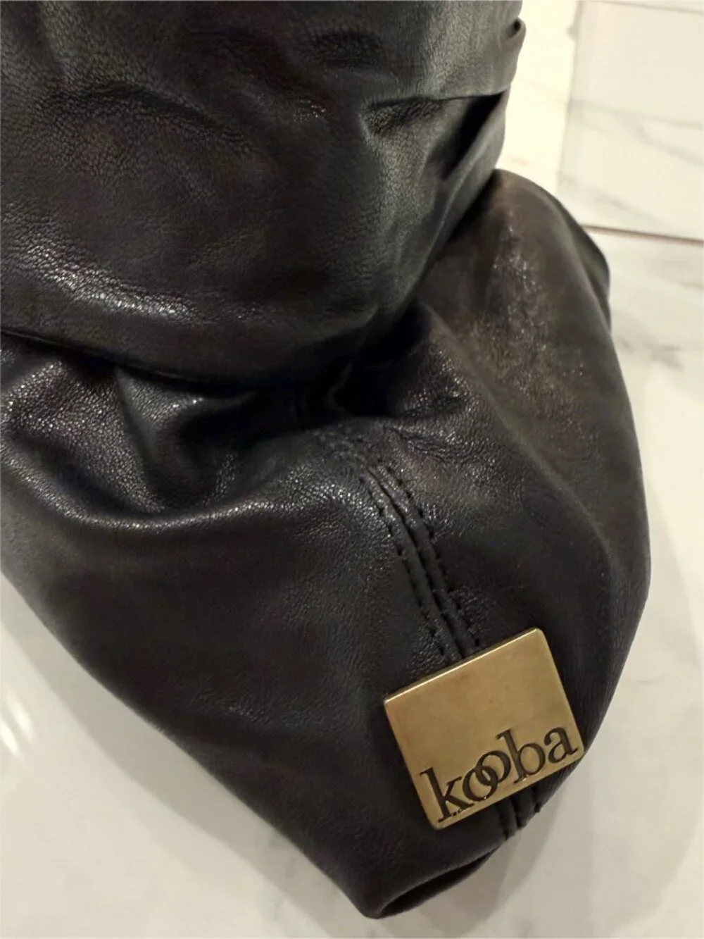 Kooba slouchy black leather clutch Y2K